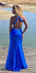 Star Royal Sequin Open Back Dress SALE